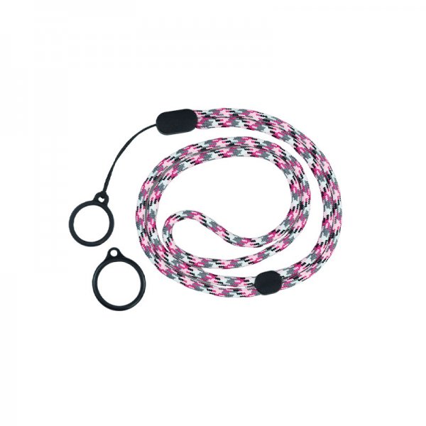 Round Adjustable Lanyard With 2 Silicone Rings Pink + Grey (1pc)
