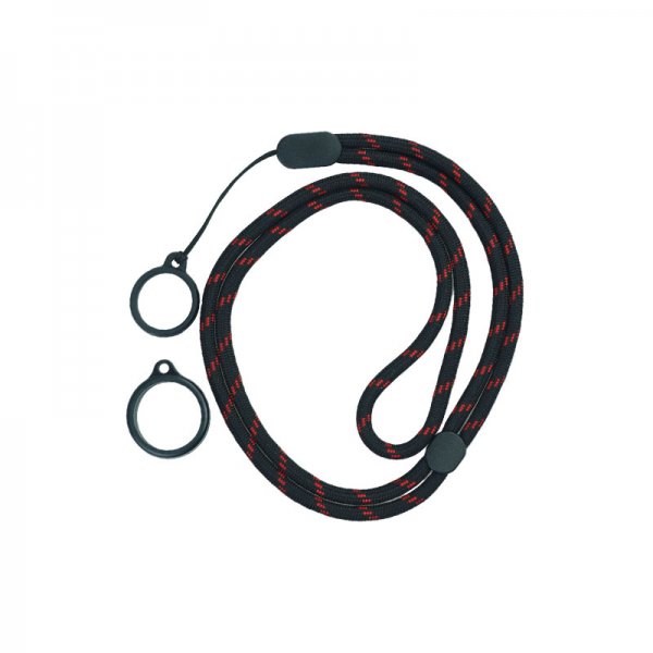 Round Adjustable Lanyard With 2 Silicone Rings Black + Red (1pc)