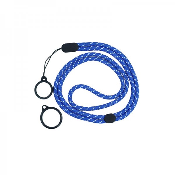 Round Adjustable Lanyard With 2 Silicone Rings Blue + White (1pc)