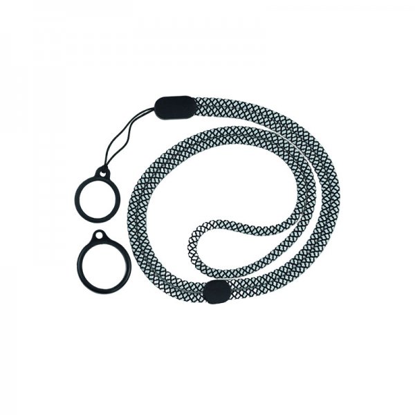 Round Adjustable Lanyard With 2 Silicone Rings Black + Grey (1pc)