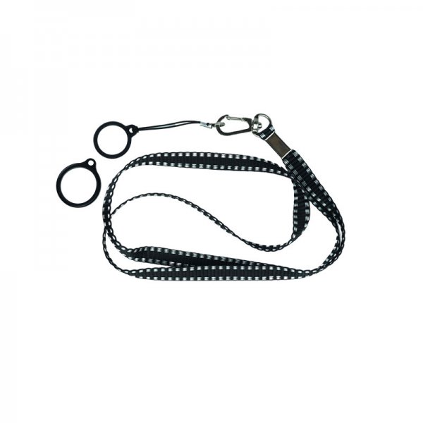 Flat Lanyard With 2 Silicone Rings Black (1pc)