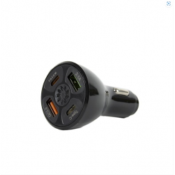 4-Port Car Fast Charger - BK362-2PD (Black)