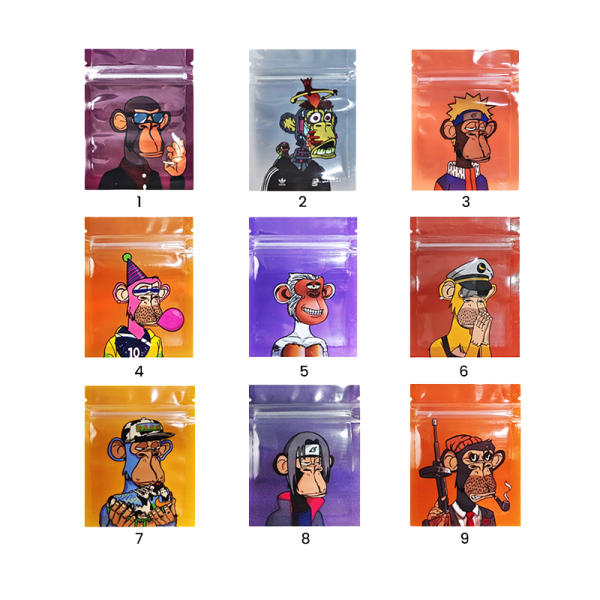 Monkey Snap-Closing Pouch (100pcs) 7x9cm