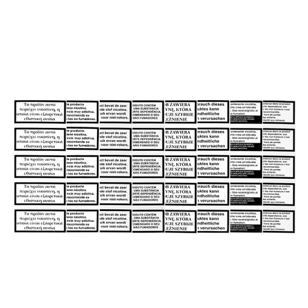 Small Nicotine Warning label (5pcs)