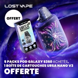 Buy 5 Galaxy S360 Pod Kits, Get 1 Box of Ursa Nano V3 Cartridges Free - Lost Vape [Offer]