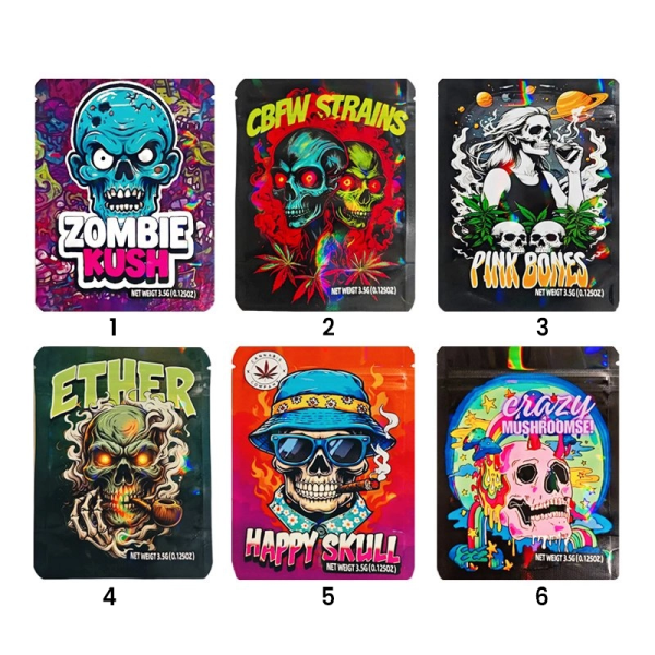 Zombie & Skull Snap-Closing Pouch (50pcs) 12.5x9.5cm
