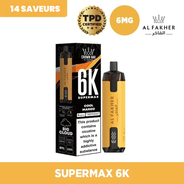 [Destock] Supermax 6k 6mg - Crown Bar by Al Fakher