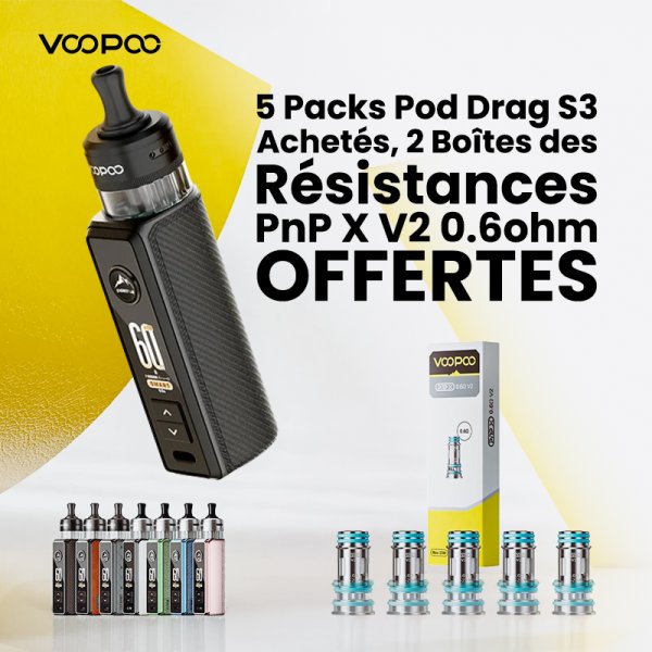 5 Packs Pod Drag S3 Achetés, 2 Boîtes des Résistances PnP X V2 0.6ohm Offertes - Voopoo [Offre]