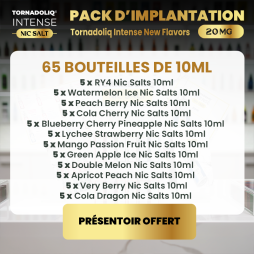 Pack d'Implantation E-liquides Nic Salts 20mg 10ml (New Flavors) (65pcs) - Intense by Tornadoliq