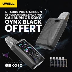 5 Packs Pod Caliburn G5 Koko Achetés, 1 Pack Pod Caliburn G5 Koko Oynx Black Offert - Uwell [Offre]